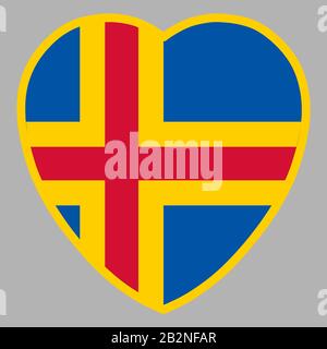 Immagine Vettoriale Aland Flag In Heart Shape Eps 10. Illustrazione Vettoriale