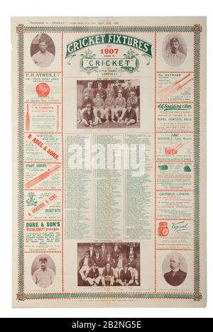 1907 Cricket Fixtures poster Foto Stock