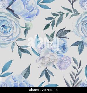 Vintage rose blu su sfondo bianco. Foto Stock