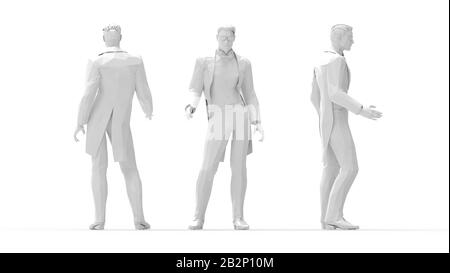 3D rendering macho man che posa un modello di stile alla moda isolato su bianco Foto Stock