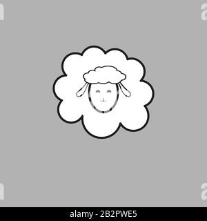 Icona, logo, modello, pittogramma di pecora o di montone vettoriale. Emblema moderno per mercato, internet, design, decorazione. Semplice agnello alla moda o simbolo di pecora. Illustrazione Vettoriale