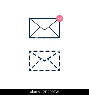 Icona nuovi messaggi in arrivo con notifica. Busta con messaggio in arrivo. Illustrazione Vettoriale