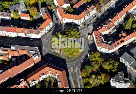 Goetheplatz con sviluppo di blocchi perimetrali in stile Wilhelminian, rotonda, Calenberger Neustadt, Hannover, bassa Sassonia, Germania Foto Stock