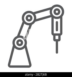 Icona della linea di robot medicali, tecnologia e medicina, segno robot chirurgico, grafica vettoriale, un modello lineare su sfondo bianco, eps 10. Illustrazione Vettoriale