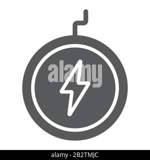 Icona glifo caricabatteria wireless, tecnologia e potenza, segnale di energia wireless, grafica vettoriale, schema solido su sfondo bianco, eps 10. Illustrazione Vettoriale