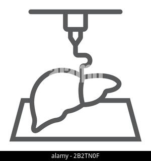 Icona della linea di biopsia 3D, tecnologia e medicina, segno di stampante medicale, grafica vettoriale, un pattern lineare su sfondo bianco, eps 10. Illustrazione Vettoriale