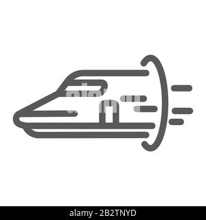 Icona della linea Hyperloop, tecnologia e trasporto, futuro segno del treno, grafica vettoriale, un pattern lineare su sfondo bianco, eps 10. Illustrazione Vettoriale