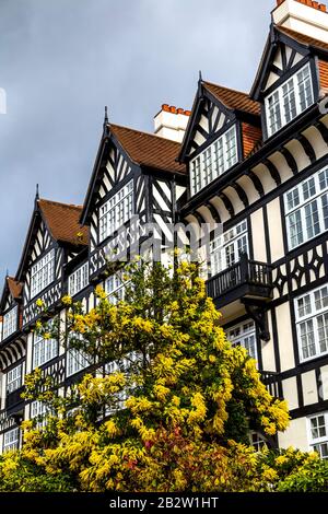 Mock tudor Residences a Clifton Court, North London, Regno Unito Foto Stock