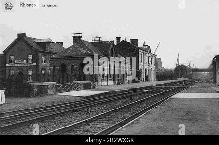 Gare-Rhisnes-1900. Foto Stock