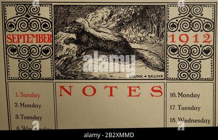 Gaudig & Blum, Lipsia, 1912 Jubilee Almanac (12) Skunk. Foto Stock