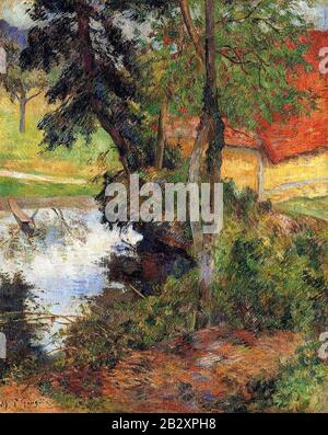 Gauguin 1885 le Toit rouge au bord de l'eau. Foto Stock