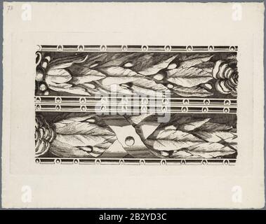 Gedeelte van de sierrand om de kaart van Haarlem porta Romeyn de Hooghe met de voorstelling van bloem- en bladmotieven afbeelding porta Romeyn de Hooghe. - Haarlem s.n, 1689. - 1 p, Foto Stock