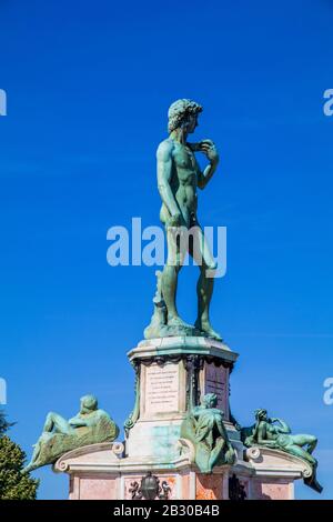 Statua del David a Piazzale Michelangelo a Firenze Foto Stock