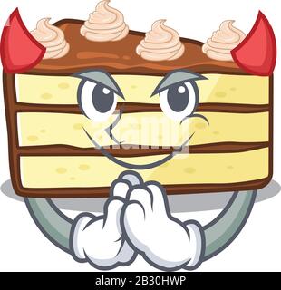 Torta al cioccolato Diavolo Cartoon in design carattere Illustrazione Vettoriale