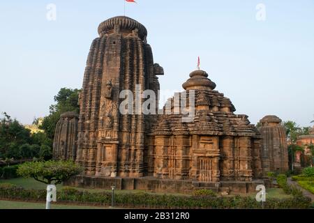 Bhubaneshwar, Orissa, India, dicembre 2019, Vista generale del tempio di Chitrakarani, che mostra tutti gli elementi del tempio Foto Stock