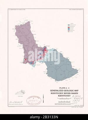 Mappa geologica generalizzata, Kentucky River Basin, Kentucky Foto Stock