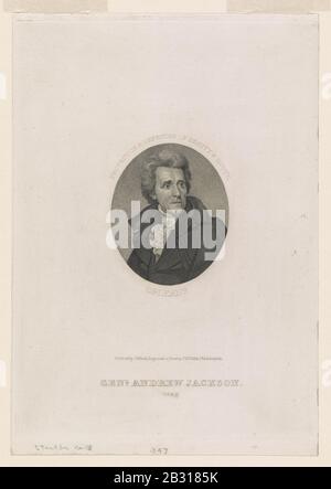 Gen. Andrew Jackson, 1828. Protettore & difensore di bellezza & bottino, Orleans - dipinto da J. Wood ; inciso su acciaio da C.G. Bambini, Philadelphia. Foto Stock