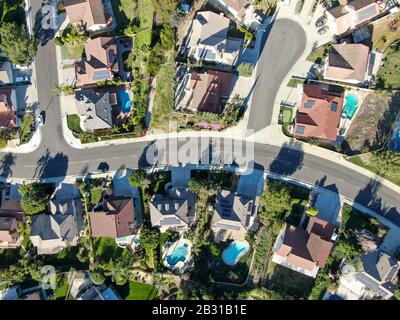 Veduta aerea della suddivisione residenziale in Diamond Bar, Los Angeles Orientale, California, Stati Uniti Foto Stock