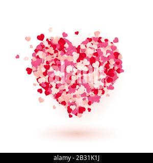 Felice San Valentino sfondo giorno, carta rosso, rosa e bianco cuori confetti. Illustrazione del vettore. Illustrazione Vettoriale