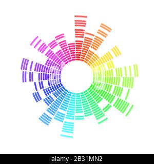 Onda sonora radiale. Equalizzatore musicale. Volume dinamico. Illustrazione del vettore. Illustrazione Vettoriale