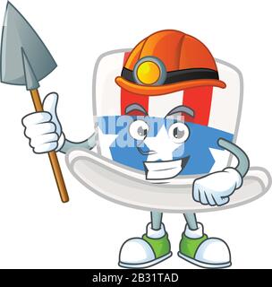 Elegante e geniale design dei personaggi dei cartoni animati di Miner Uncle sam Hat Illustrazione Vettoriale