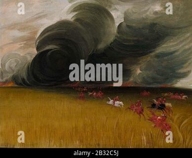 George Catlin - Prairie Meadows Burning Foto Stock