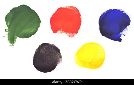 Cerchi colore pennello isolati su sfondo bianco Foto Stock
