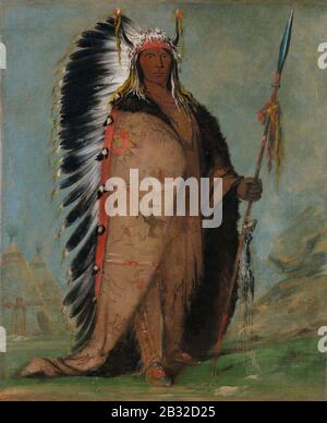 George Catlin, Ee-áh-sá-pa, Black Rock, un capo di Due bollitore, 1832 Foto Stock