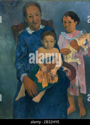 Donna Polinesiana Con I Bambini 1901 Paul Gauguin. Foto Stock