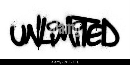 graffti parola illimitata spruzzata in nero su bianco Illustrazione Vettoriale