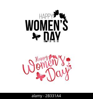 8 marzo, banner elegante Happy Womens Day. Inviti per la Giornata Internazionale della Donna Illustrazione Vettoriale