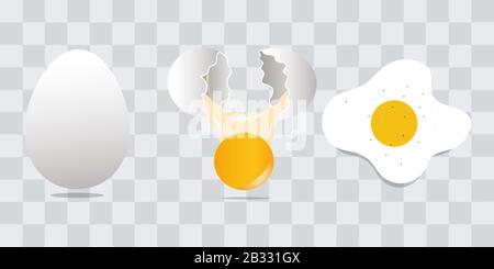 Uova su trasparente. Set di uova fritte isolato Illustrazione Vettoriale