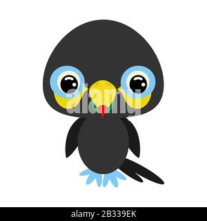 Carino toucan bambino. Personaggio cartoon per la decorazione e la progettazione dell'album, album, baby card e invito. Illustrazione della scorta vettoriale piatta Illustrazione Vettoriale