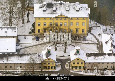 , terreno dell'Accademia protestante Schwerte sul fiume Ruhr, 19.01.2013, vista aerea, Germania, Renania settentrionale-Vestfalia, zona della Ruhr, Schwerte Foto Stock