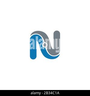 Modello di disegno vettoriale del logo lettera iniziale nv o vn Illustrazione Vettoriale