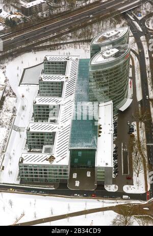 Costruzione della sede centrale EON Ruhrgas Essen, 18.01.2013, vista aerea, Germania, Renania Settentrionale-Vestfalia, zona della Ruhr, Essen Foto Stock