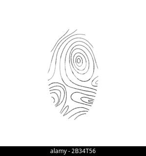 Impronte digitali di identificazione. Sicurezza per l'accesso pass. Le impronte digitali sono isolatedon sfondo bianco. Sistema di elemento di bio-riconoscimento. Vettore illus Illustrazione Vettoriale