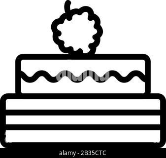 Vettore icona torta di lamponi. Illustrazione del simbolo del contorno isolato Illustrazione Vettoriale