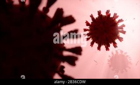 Minaccia la diffusione del virus corona nel corpo umano causando COVID 19 Foto Stock
