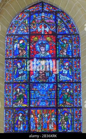 Francia, Eure-et-Loir, Chartres, Cattedrale Nostra Signora (Notre-Dame) di Chartres elencati come Patrimonio Mondiale dall'UNESCO, Notre-Dame de la Belle Verrière vetrate Foto Stock