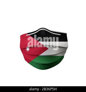 Maschera medica protettiva Jordan flag. Rendering 3D Foto Stock