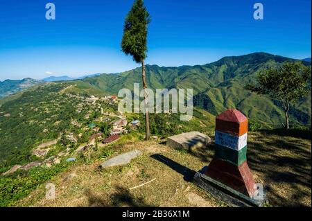 India, Nagaland, Longwa, tribù Konyak, frontiera indo-birmana Foto Stock