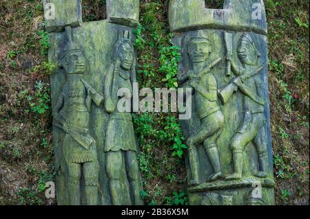 India, Nagaland, Longwa, Tribù Konyak Foto Stock