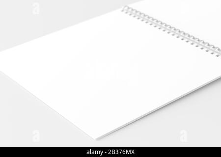 Blocco Note Per Notebook Square Spiral Bianco 3d Rendering Mockup Foto Stock