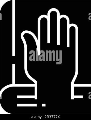 Icona nera giurata, illustrazione concettuale, simbolo piatto vettoriale, simbolo glifo. Illustrazione Vettoriale