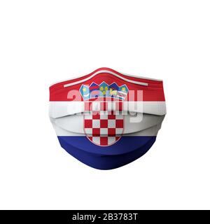 Croazia bandiera maschera medica protettiva. Rendering 3D Foto Stock