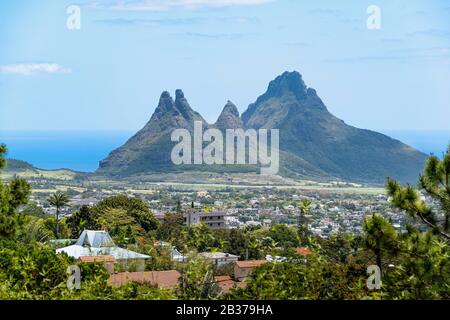 Mauritius, quartiere Plaines Wilhems, Curepipe, panorama da Trou aux Cerfs, montagna Rempart Foto Stock