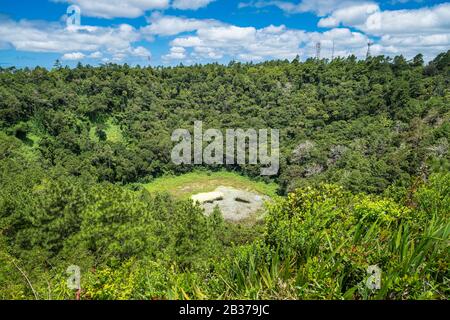 Mauritius, distretto di Plaines Wilhems, Curepipe, Trou aux Cerfs, cratere di un vulcano dormiente di 300 metri di diametro e 80 metri di profondità Foto Stock