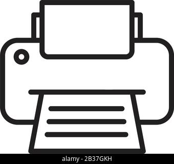 Modello icona stampante colore nero modificabile. Simbolo dell'icona della stampante immagine vettoriale piatta per la progettazione grafica e Web. Illustrazione Vettoriale