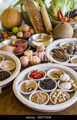 Vari ingredienti culinari Ubud Bali Indonesia Foto Stock